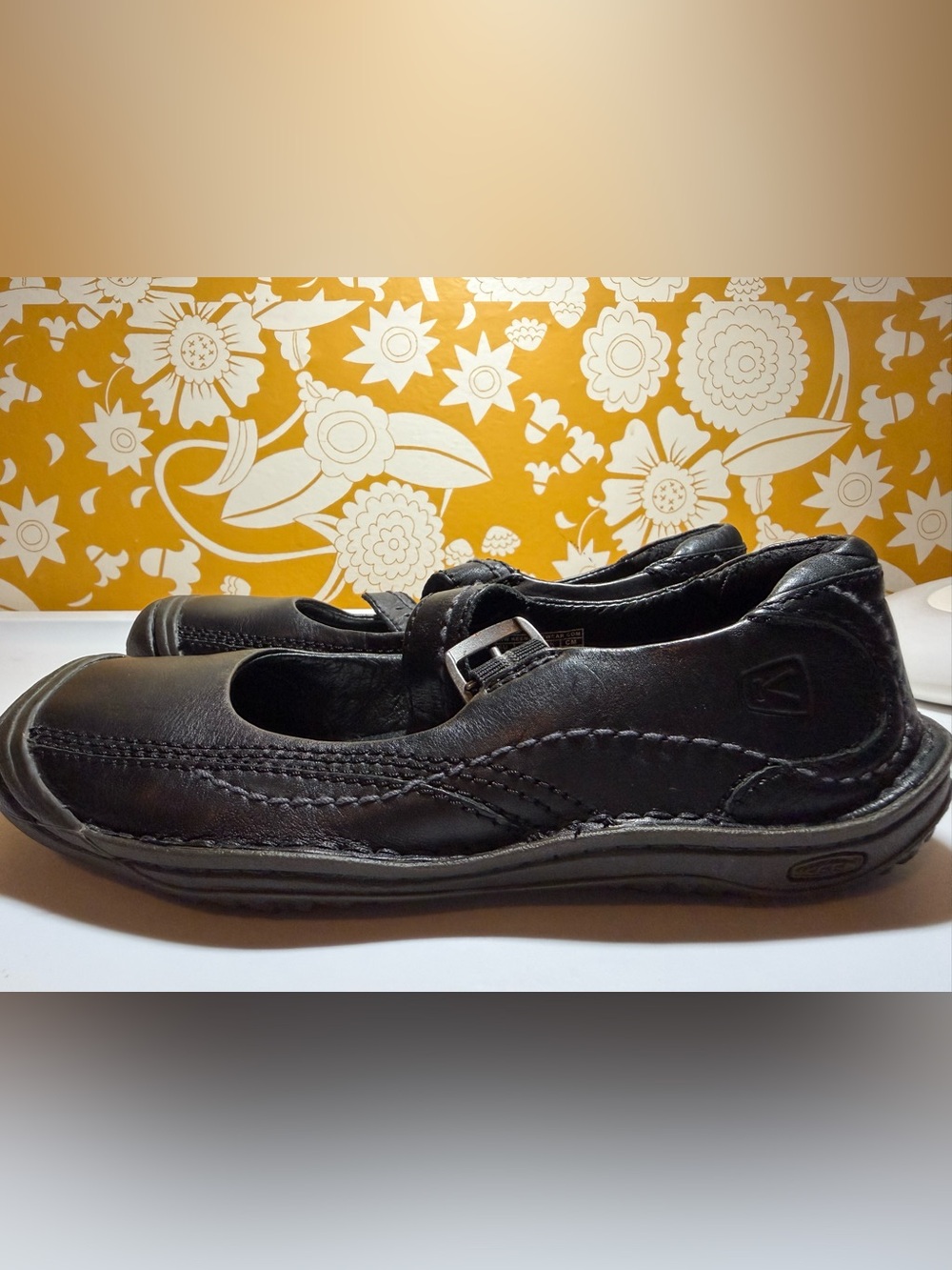 Keen Black Leather Mary Jane Flats